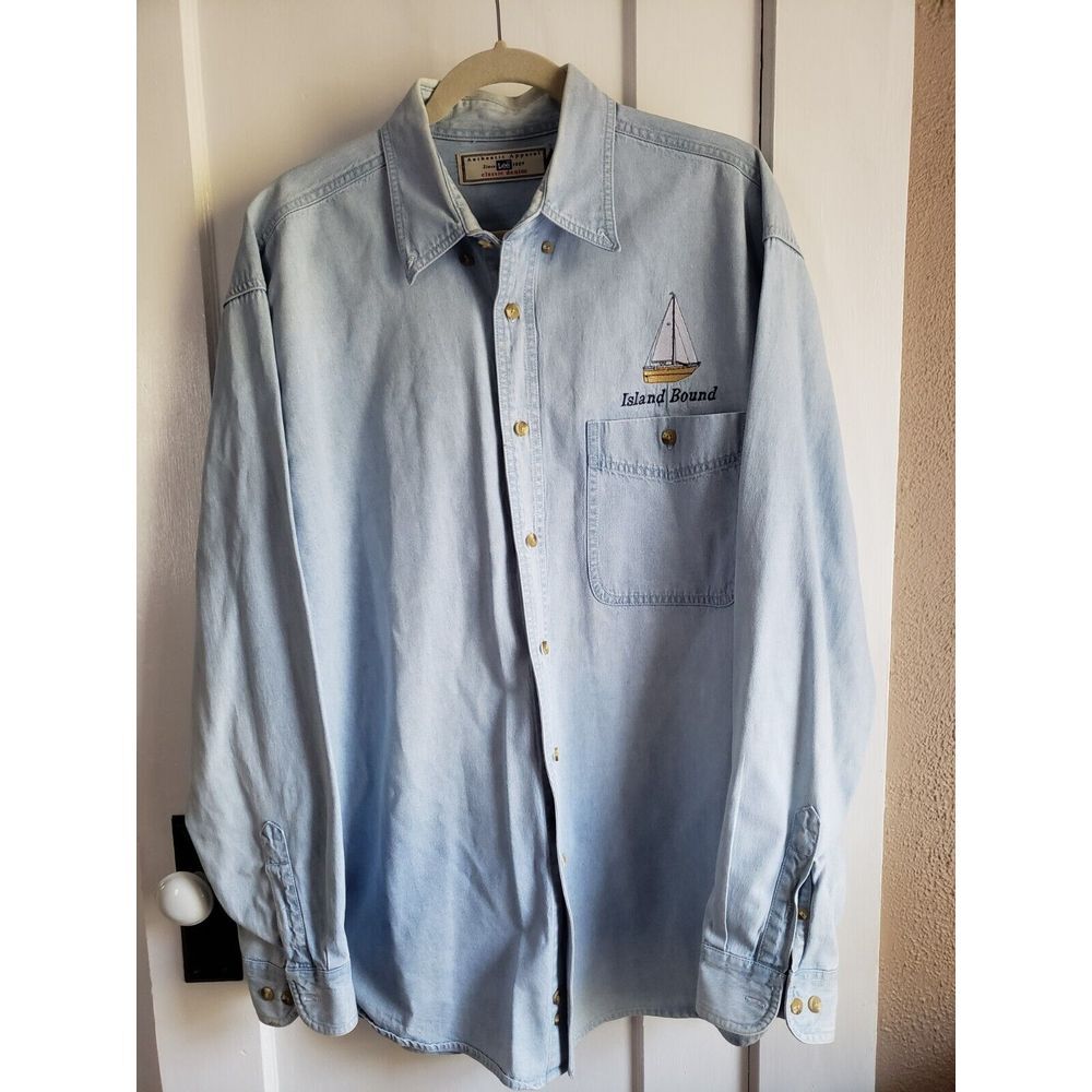 Vintage Authentic Apparel Lee classic‎ blue 3 Denim Shirt Men's Size L